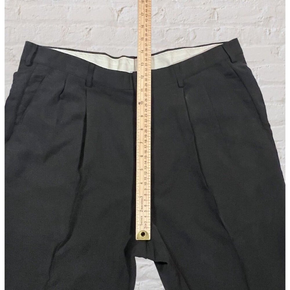 Haggar Collections 36x32 (36x30) Black Microfiber Pleated Business Casual Pants - Picture 7 of 10